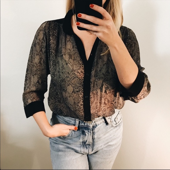 WILFRED Brown Silk Snakeskin Blouse - Picture 9 of 9